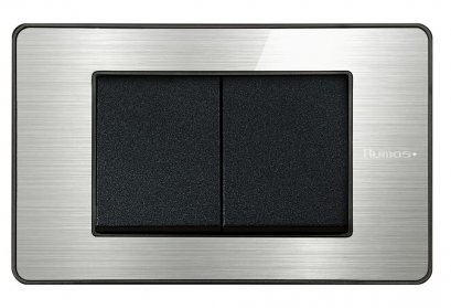 สวิตช์ไฟฟ้าแบบ 1.5G(ปุ่มกลาง) สองทาง พร้อมกรอบสีอลูมิเนียม