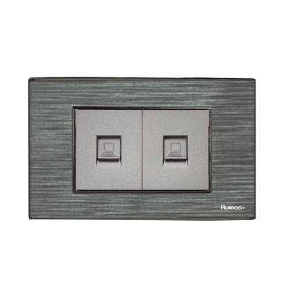 เต้ารับLAN พร้อมกรอบพลาสติก HAIRLINE สีเทา