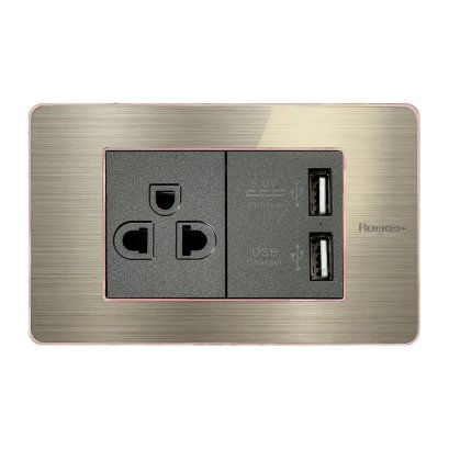 RUMOS PLUS SOCKET WITH USB PINK GOLD