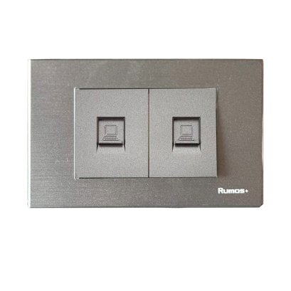 เต้ารับLAN พร้อมกรอบพลาสติก  สีเทา