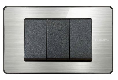 สวิตช์ไฟฟ้าแบบ 3G(ปุ่มเล็ก) สองทาง พร้อมกรอบสีอลูมิเนียม