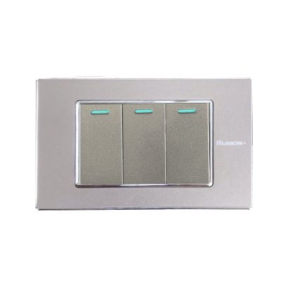 สวิชไฟฟ้าแบบ 3G (ปุ่มเล็ก) ทางเดียว พร้อมกรอบสแตนเลส PinkGRAY