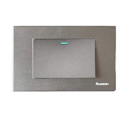 สวิตช์ไฟฟ้าแบบ 1G(ปุ่มใหญ่) ทางเดียว พร้อมกรอบพลาสติก  สีเทา