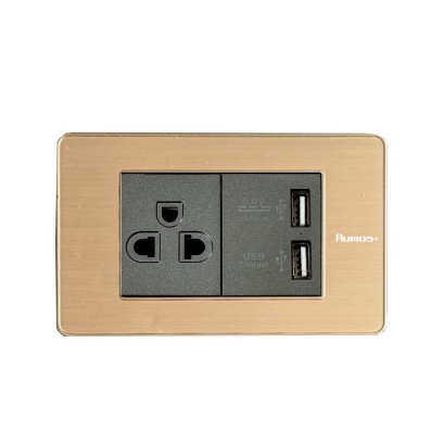 RUMOS PLUS SOCKET WITH USB GOLD