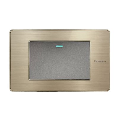 สวิตช์ไฟฟ้าแบบ 1G(ปุ่มใหญ่) ทางเดียว พร้อมกรอบสีทอง