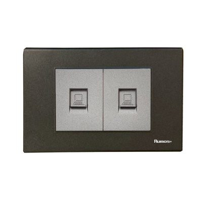 เต้ารับLAN พร้อมกรอบพลาสติก สีดำ