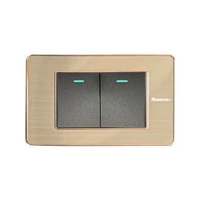 สวิตช์ไฟฟ้าแบบ 1.5G(ปุ่มกลาง) ทางเดียว พร้อมกรอบสีโรสโกลด์