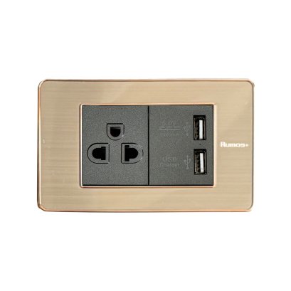 RUMOS PLUS SOCKET WITH USB PINK GOLD