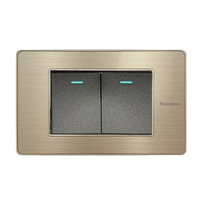 สวิตช์ไฟฟ้าแบบ 1.5G(ปุ่มกลาง) ทางเดียว พร้อมกรอบสีทอง