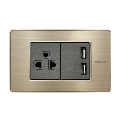 RUMOS PLUS SOCKET WITH USB GOLD