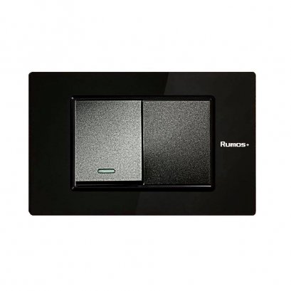 สวิตช์ไฟฟ้าแบบ 1.5 G(ปุ่มกลาง)ทางเดียว + พร้อมกรอบอะคลิลิคสีดำ