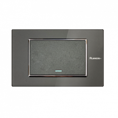 สวิตช์ไฟฟ้าแบบ 1G(ปุ่มใหญ่) สองทาง พร้อมกรอบอะคลิลิคสีเทา