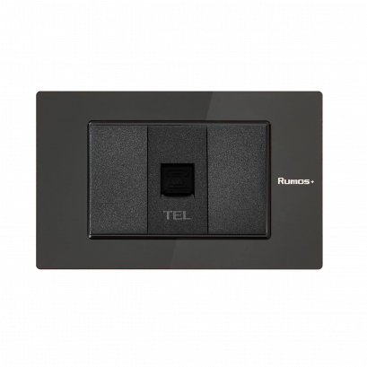 เต้าเสียบโทรศัพท์ 4 สาย พร้อมกรอบอะคลิลิคสีดำ