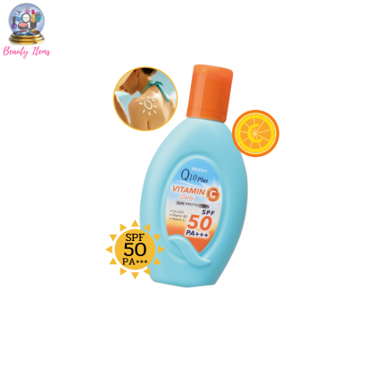 ครีมกันแดดทาตัว มิสทีน คิวเทน พลัส วิตามิน ซี เดลี่ ซัน โพรเท็คชั่น SPF 50 PA+++ 80 มล. Mistine Q10 Plus Vitamin C Daily Sun Protection