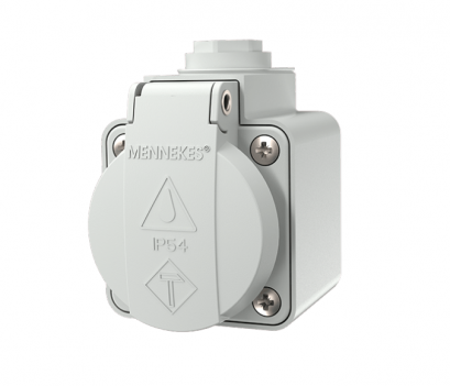 10081 : ปลั๊กเสียบ SCHUKO สีเทา เมียติดผนัง(16A)