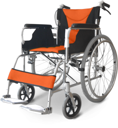 รถเข็นผู้ป่วย แบบพับได้ น้ำหนักเบา สีส้ม