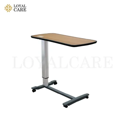 ABS Overbed Table with Gas Spring Height Adjustment (Wood Grain Design)  1-Year Warranty