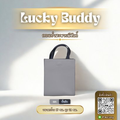 กระเป๋ามีตังค์สะพาย รุ่น Luckybuddy สีเทา-น้ำเงิน