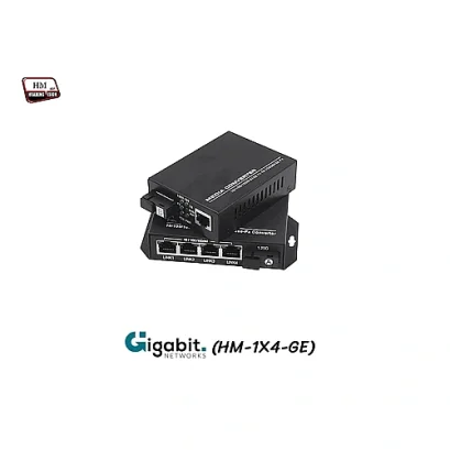 Gigabit Media Converter 1X4 Port SM BIDI (10/100/1000) 3KM รุ่น HM-1X4-GE (พร้อมอะแดปเตอร์)