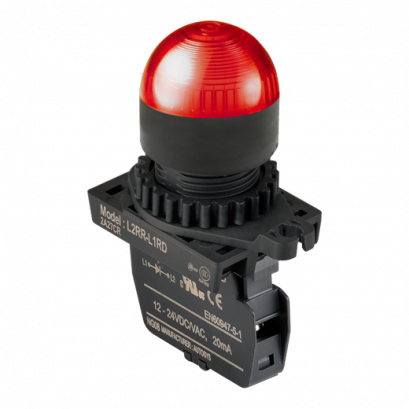 AUTONICS ไฟล็อทแลมป์ dia 22mm L2RR-L1RD(RED), LED 12-24VAC/DC