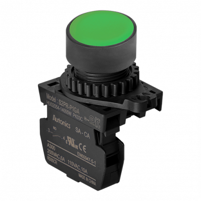 สวิทช์ปุ่มกด dia 22mm S2PR-P1GA (GREEN NO)