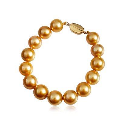 10.1 - 10.8 mm, Gold South Sea Pearl, Graduated Pearl Bracelet