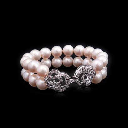 9.1 - 10.9 mm, Edison Pearl, Double Strand Graduated Pearl Bracelet