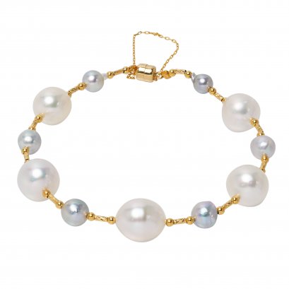 5.0 - 10.2 mm Akoya and South Sea Pearl Staion Bracelet