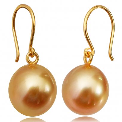 South Sea Pearl & Diamond Fish Hook Earrings