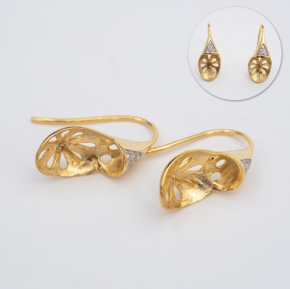 S925,ฺ Fish Hooks Spoon with Hoodie CZ Pearl Earrings