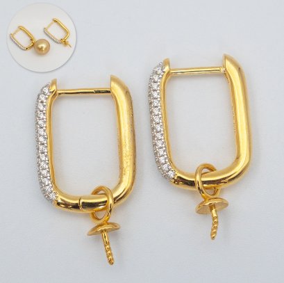 S925,ฺ Princes Style Latch Back with Jacket Pearl Drop Earrings