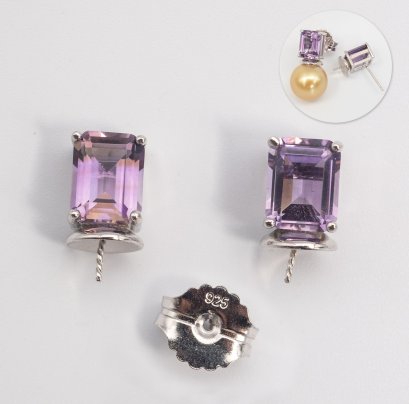 S925,ฺ Amethyst Petra PAKASIA Pearl Earrings Collection