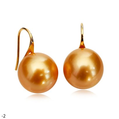 Approx. 12.0 - 13.0 mm, Gold South Sea Pearl, Fish Hooks Spoon Earrings