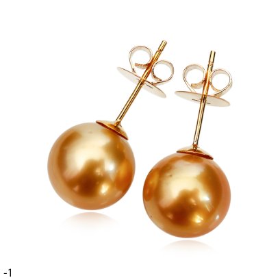 Approx. 11.5 mm, Gold South Sea Pearl, Stud Earrings