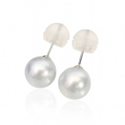 Approx. 9.0 mm, White South Sea Pearl, Stud Earrings