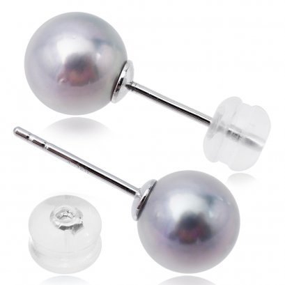 Approx. 7.0 - 7.5 mm, Akoya Pearl (Moon Lot), Stud Earrings