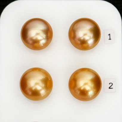 Approx. 13.0 mm, Gold South Sea Pearl, Pair Pearl