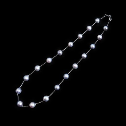 Approx. 7.9 - 8.9 mm, Akoya Pearl, Station Pearl Necklace