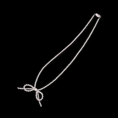 Approx. 3.0 mm, Freshwater Pearl, Bow Pearl Necklace