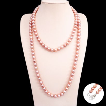 Approx. 8.5 - 11.0 mm, Edison Pearl, Graduated Pearl Rope Length Necklace