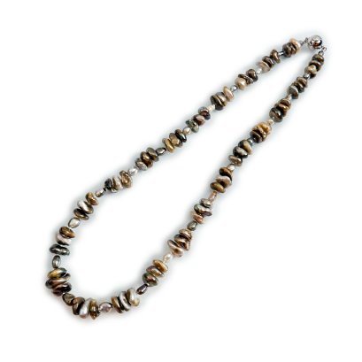 Approx. 5.0 - 8.0 mm, Keshi Tahitian Pearl, Alternating Sizes Station Pearl Necklace