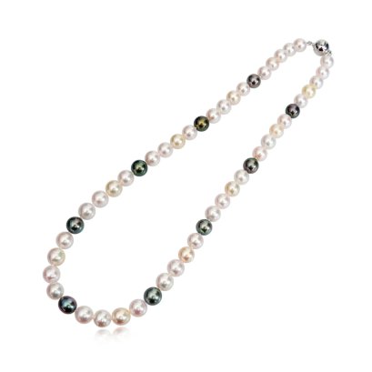 Approx. 8.1 - 8.8 mm, Akoya and Tahitian Pearl, Multicolor Uniform Pearl Necklace