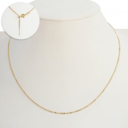 18K Gold, Cable Chain with Needle and Spring Ring Clasp