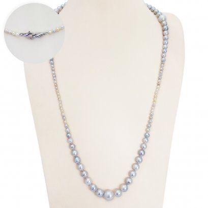 Approx. 3.0 - 11.5 mm,  South Sea & Akoya Pearl, Wavy Graduated Necklace