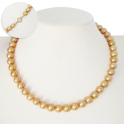 Approx. 8.0 - 9.8 mm, Gold South Sea Pearl, Uniform Pearl Necklace