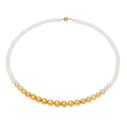 7.5 - 11.8 mm South Sea Pearl and Akoya Pearl, Shikisai, Graduated Necklace