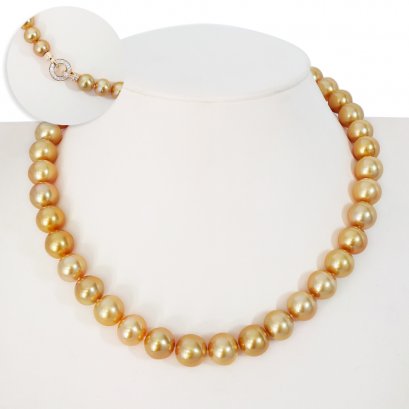 10.30 - 12.71 mm, Dark Gold South Sea Pearl, Graduated Pearl Necklace