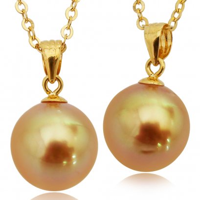 Approx. 9.4 - 9.6 mm, Gold South Sea Pearl, Solitaire Pearl Pendant