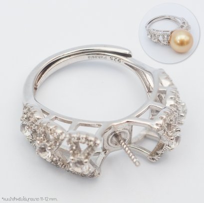 S925,ฺ Vintage Bows Pearl Ring Setting