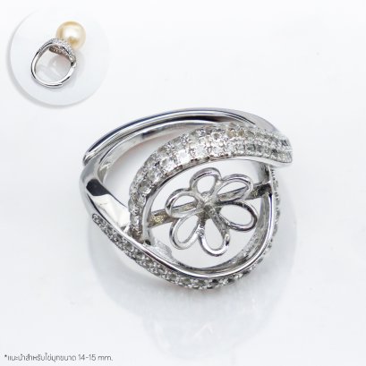 S925,ฺ Luxury Curv Pearl Ring Setting